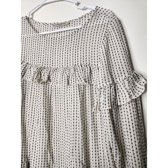 AllSaints Evia Embroidered Ruffle Trim Long Sleeve Top‎ Small - Picture 3 of 7